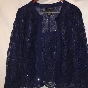 Cachet Blouse And Jacket Evening Wear Set Midnight Blue | Size 8